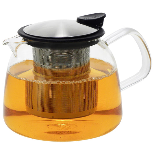 Forlife Bell Glass Teapot with Basket Infuser, 24-Ounce/730ml, Black Graphite