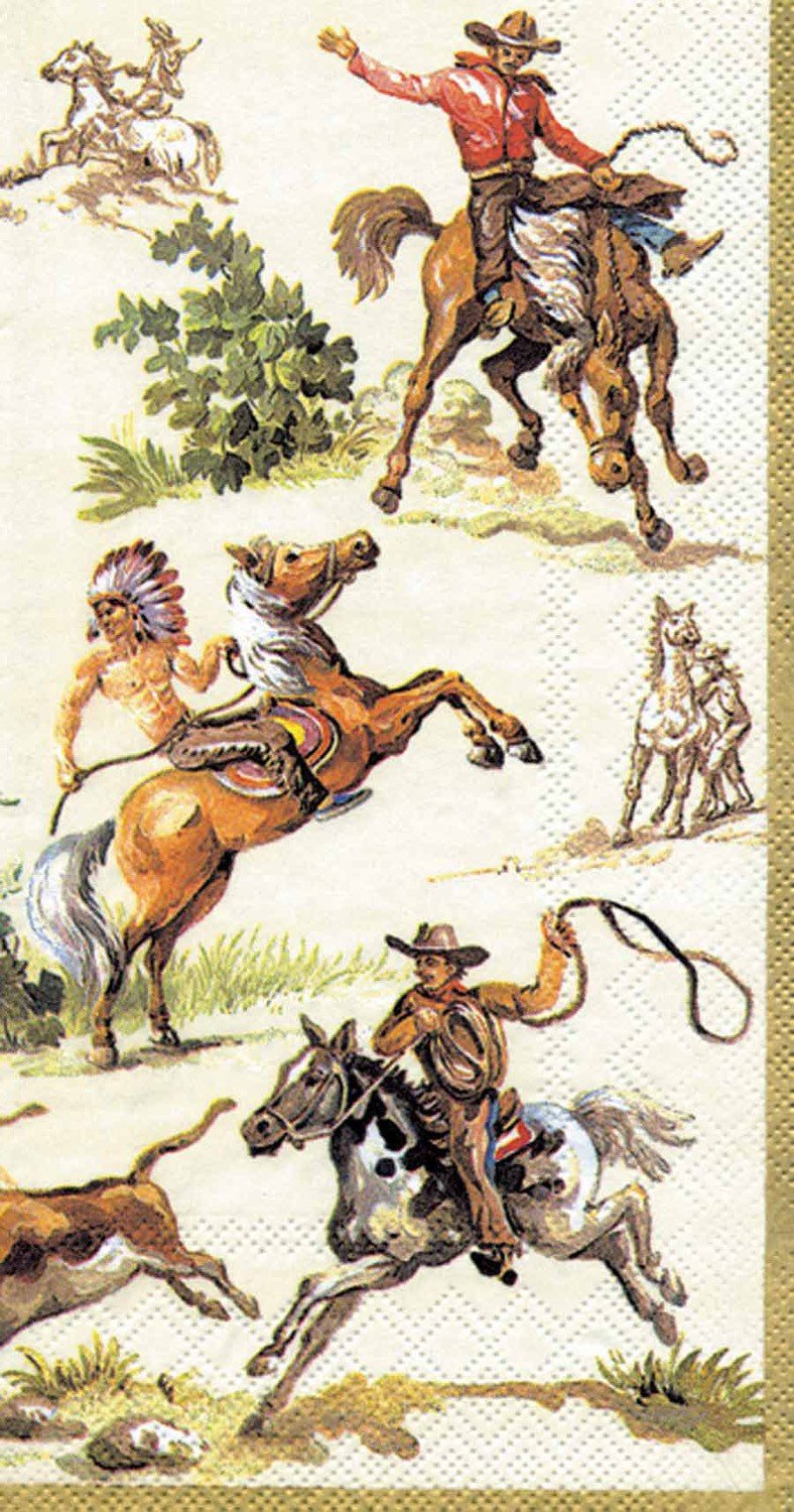 Ideal Home Range 16 Count Boston International 3-Ply Paper Guest Towel Napkins, Cream Wild West