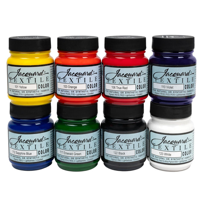 Jacquard Paint, 0.28 Fl Oz (Pack of 8), Primary/Secondary 8 Color Set
