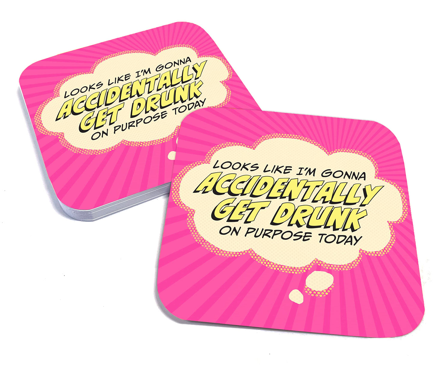 Paper Coasters for Drinks, Set of 20, Recyclable/Disposal, Funny Bar Accessory - Drink Humor
