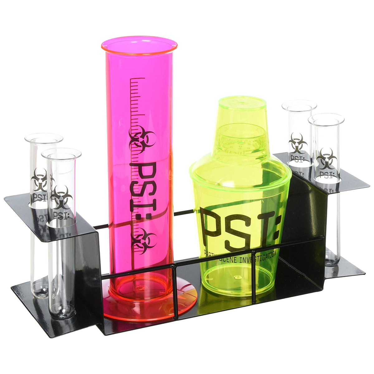 Beistle Kitchen, Cylinder, 16-Oz Shaker, 4–2-Oz Test Tubes, Red, Yellow, Clear