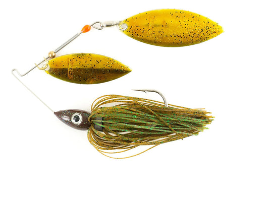 Nichols Lures Pulsator Metal Flake Double Willow Spinnerbait, Suwannee River Special Green, 3/8-Ounce