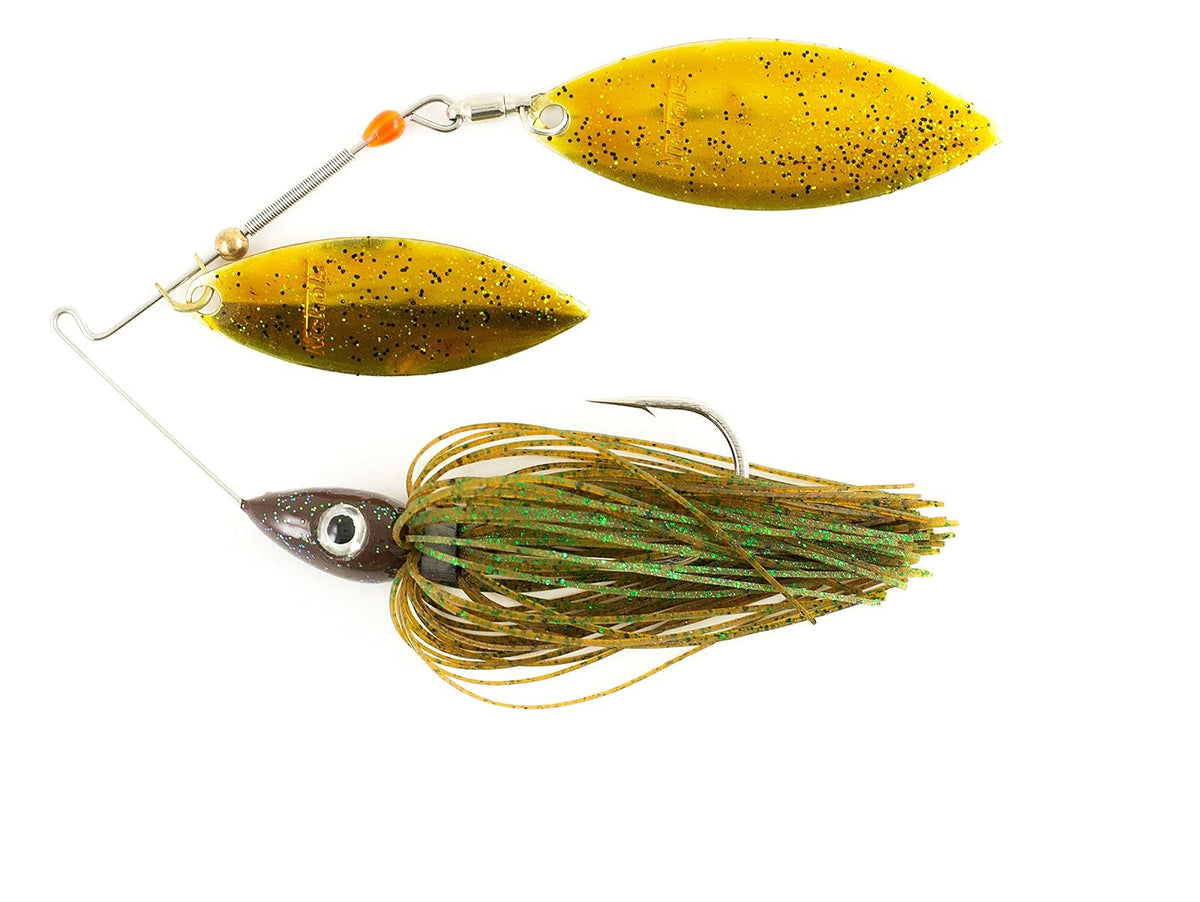 Nichols Lures Pulsator Metal Flake Double Willow Spinnerbait, Suwannee River Special Green, 3/4-Ounce