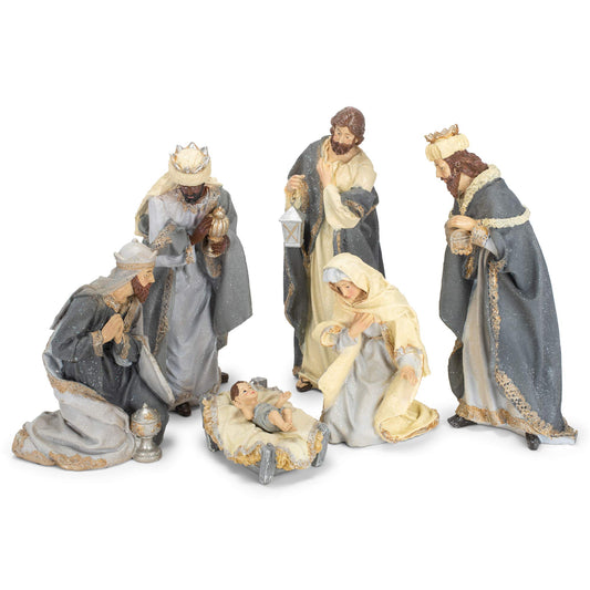 burton+Burton 6 PC Nativity Set in Gray/Ivory Color 1 Set