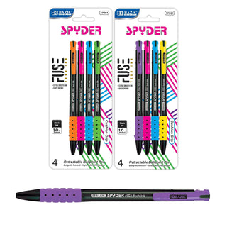 BAZIC Spyder Rollerball Gel Retractable Pen, 4/Pack