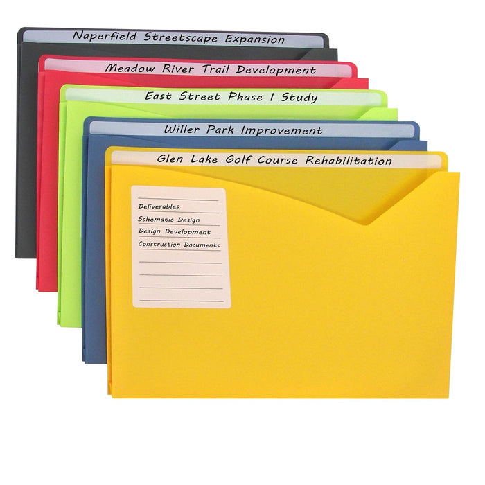 C-Line Write-On Polypropylene File Jackets, Assorted Colors, 8-1/2 x 11 Inches, 25 per Box (63060)