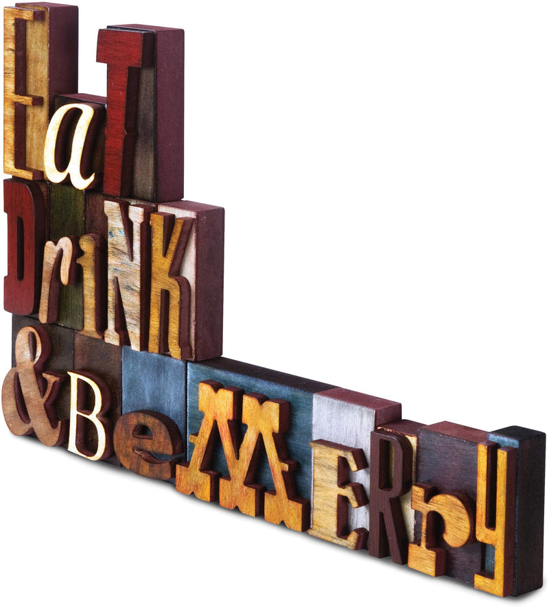 Pavilion Gift Company Wine All The Time 22070 Wood Block Letters, Eat Drink and be Merry, 18 by 12-Inch, Set of 16