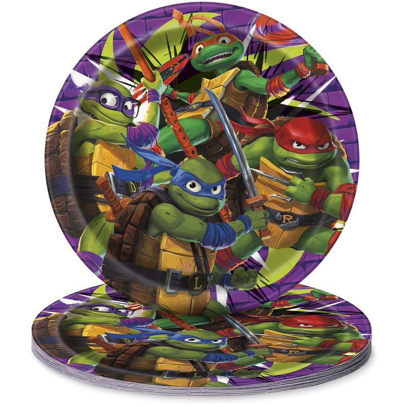 Unique Industries Teenage Mutant Ninja Turtle Mayhem Plates, 7-inch Diameter, Set of 8, Boy, Birthday, Christening, Party Supplies