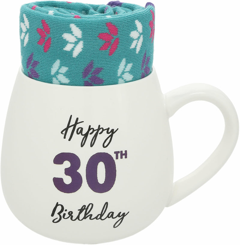 Pavilion - Happy 30th Birthday - 15.5 Oz Coffee Mug Tea Cup With Crew Socks Party Supplies Birthday Decorations