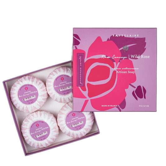 Baudelaire Provence Sante PS Gift Soap Wild Rose, 2.7oz 4 Bar Gift Box