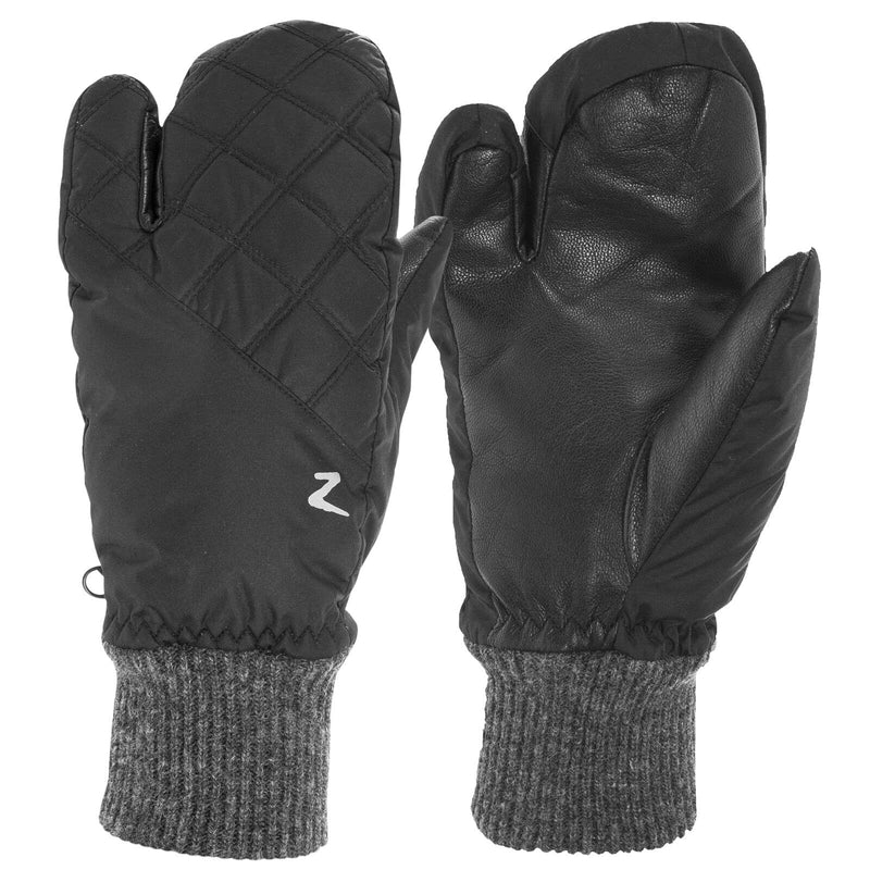 HORZE Padded Winter 3-Finger Fleece Horse Riding Equestrian Mittens - Black - 8