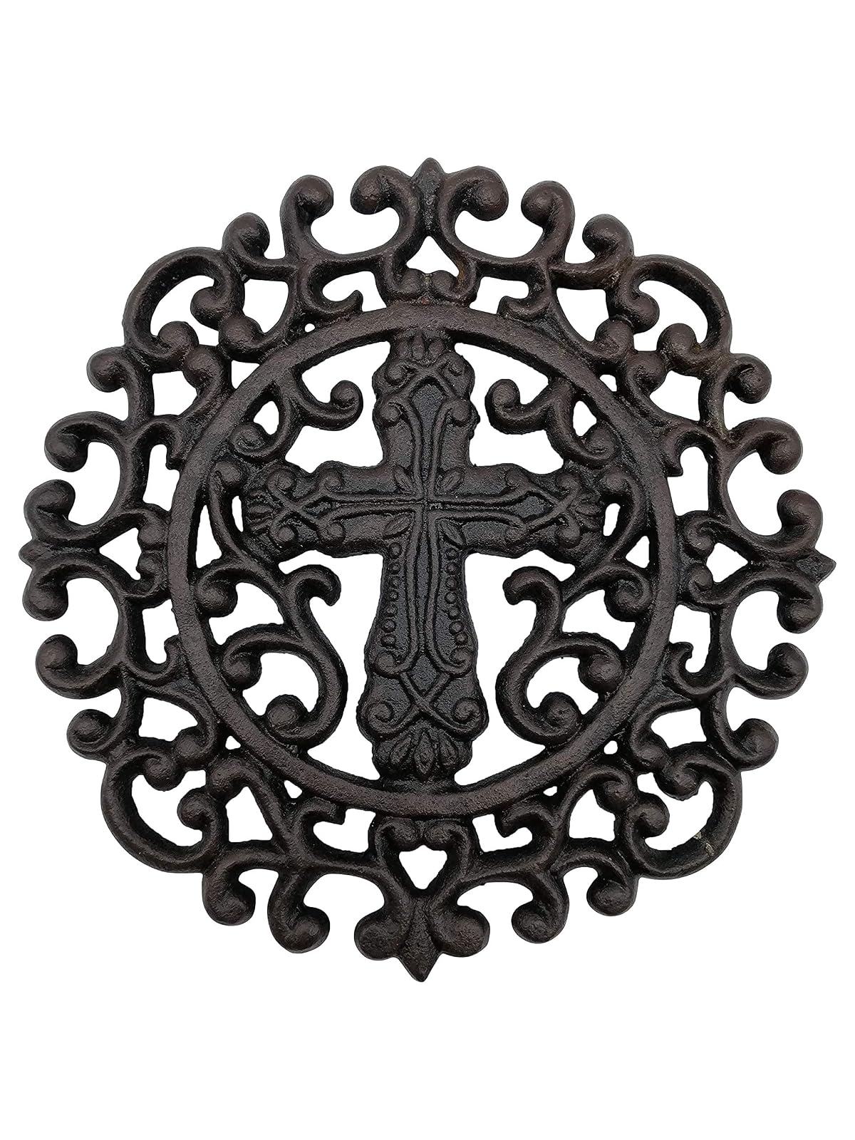 Comfy Hour 8.7 Inch Cast Iron Trivet for Hot Dishes, Cross Design, 1 Piece