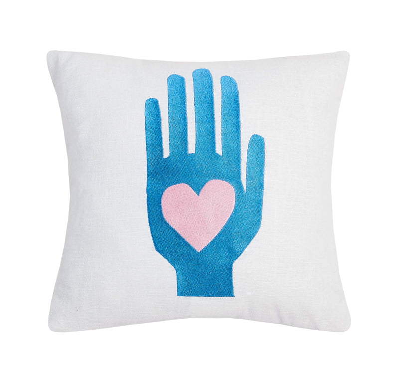 Peking Handicraft 24APS23AC16SQ Embroidered Hand with Heart Pillow, 16-inch Square