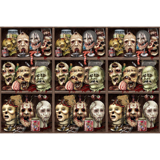 Beistle Creepy Heads Halloween Backdrop-1 Pc, 4' x 30', Multicolored