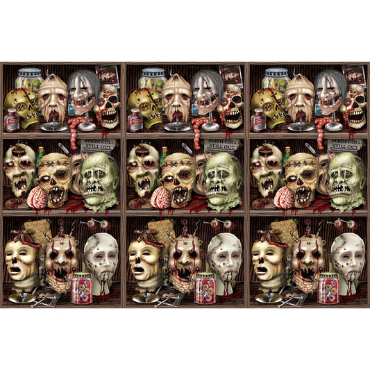 Beistle Creepy Heads Halloween Backdrop-1 Pc, 4' x 30', Multicolored
