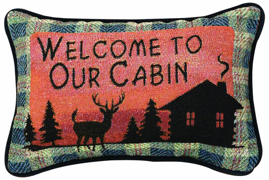 Manual Bear Lodge Throw Pillow 12.5 X 8.5-Inch Welcome to Our Cabin