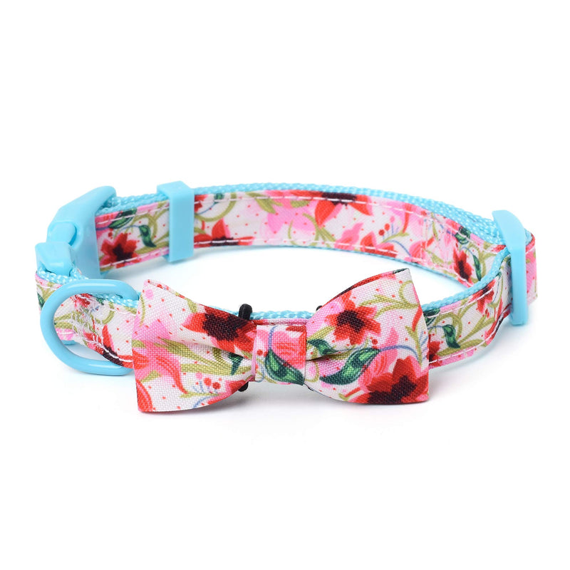 Mile High Life | Natural Wild Flower Collection | Soft Poly Cotton Fabric | Girl Dog Collars | Bowtie Collar (Lily, Small/Bowtie and Collar)