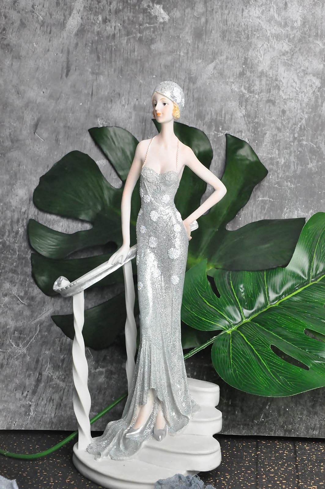 Comfy Hour 13.7 Inch Woman Figurine Decor, Art Deco Lady Statue