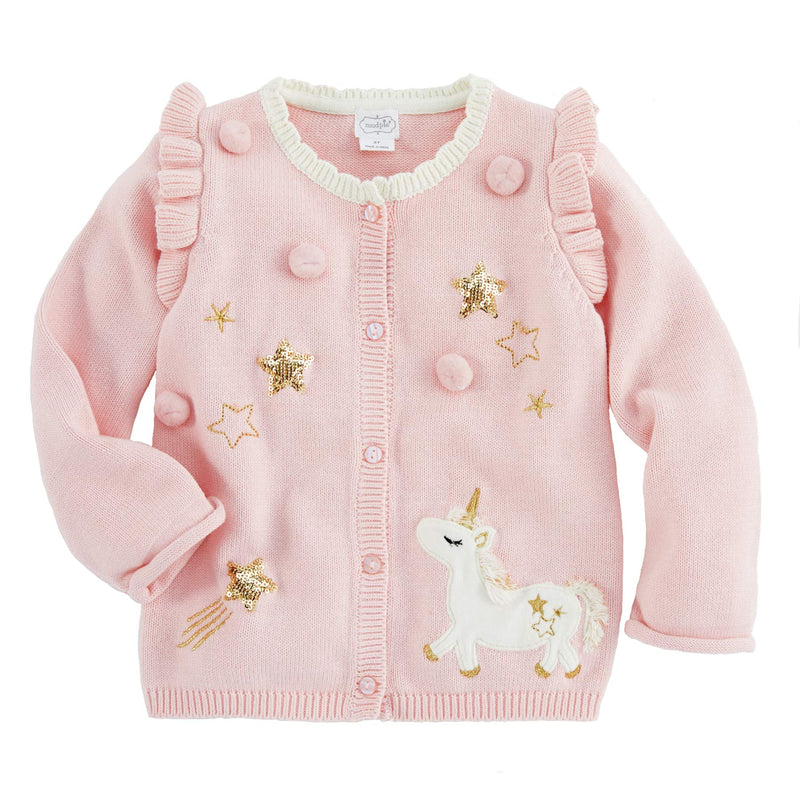 Mud Pie Kids Baby Girls Magical Unicorn Dreams Pink Cardigan Sweater Medium (2T-3T)