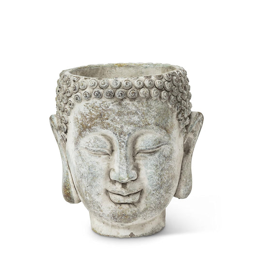 Abbott Collection  27-DHARMA/350 SM Small Buddha Head Planter, Grey