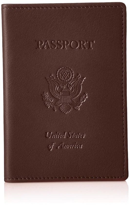 Royce Leather RFID Blocking Passport Travel Document Organizer in Leather, Brown 3, One Size