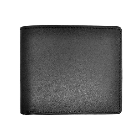 Royce Leather Nappa Leather RFID Blocking Euro Commuter Wallet, Black