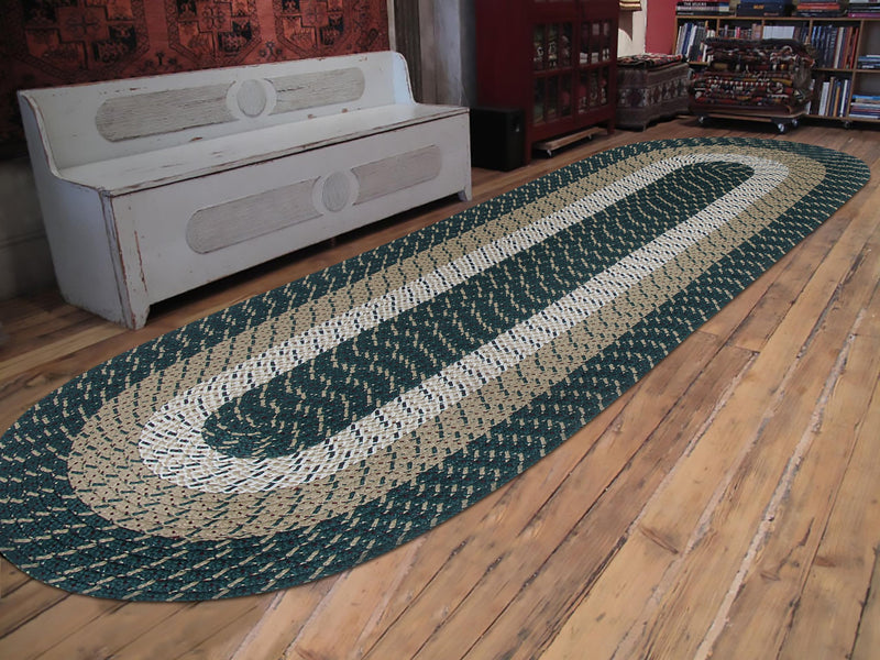 Better Trends Country Braid Collection is Durable and Stain Resistant Reversible Indoor Area Utility Rug 100% Polypropylene in Vibrant Colors, 24&quot; x 108&quot; Runner, Hunter Stripe