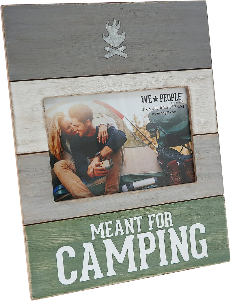 Pavilion - Meant For Camping- Textured Gray White Washed Wooden Picture Frame (Holds 4 x 6 inch Photo), Cabin Decor, Campfire, 1 Count (Pack of 1), 7.75" x 10"