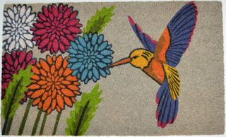 Imports Décor PVC Backed Coir Doormat, Blue Hummingbird, 18"x30"