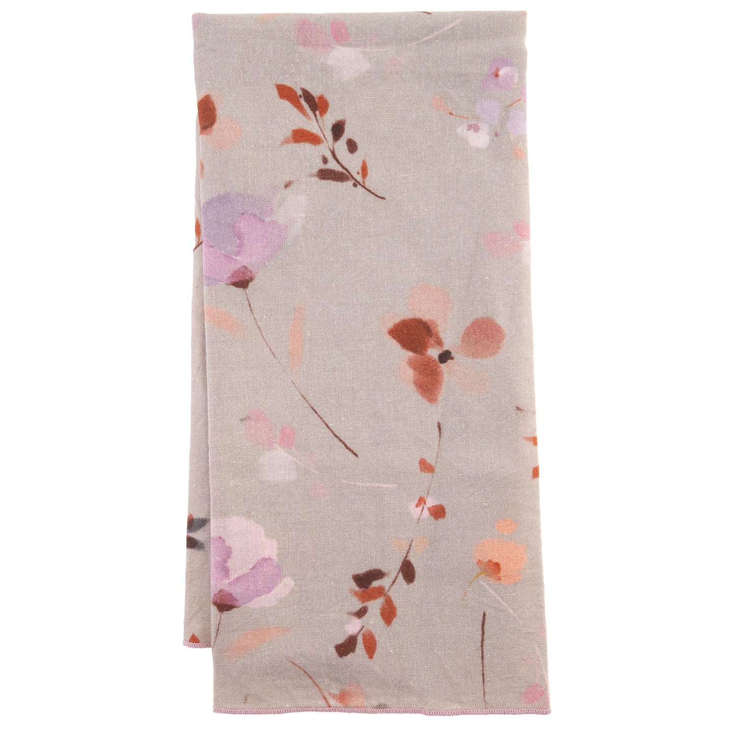 Karma Linen Blend Tea Towel Gray/Lilac Floral