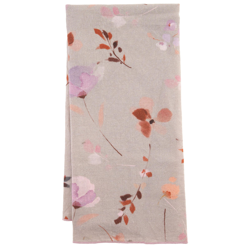 Karma Linen Blend Tea Towel Gray/Lilac Floral