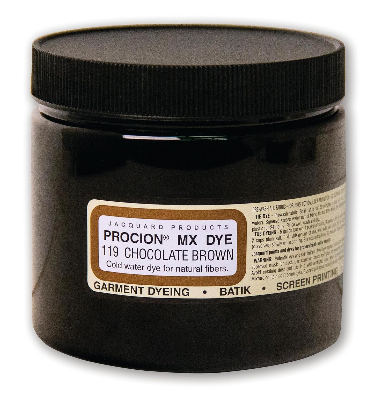 Jacquard Procion Mx Dye - Undisputed King of Tie Dye Powder - Chocolate Brown - 8oz Net Wt - Cold Water Fiber Reactive Dye Made in USA