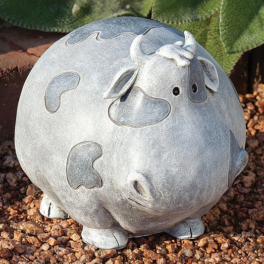 Roman Garden - Cow Statue, 7.75" H, Pudgy Pals Collection, Resin and Dolomite, Decorative, Garden Gift, Home Outdoor Decor, Durable, Long Lasting