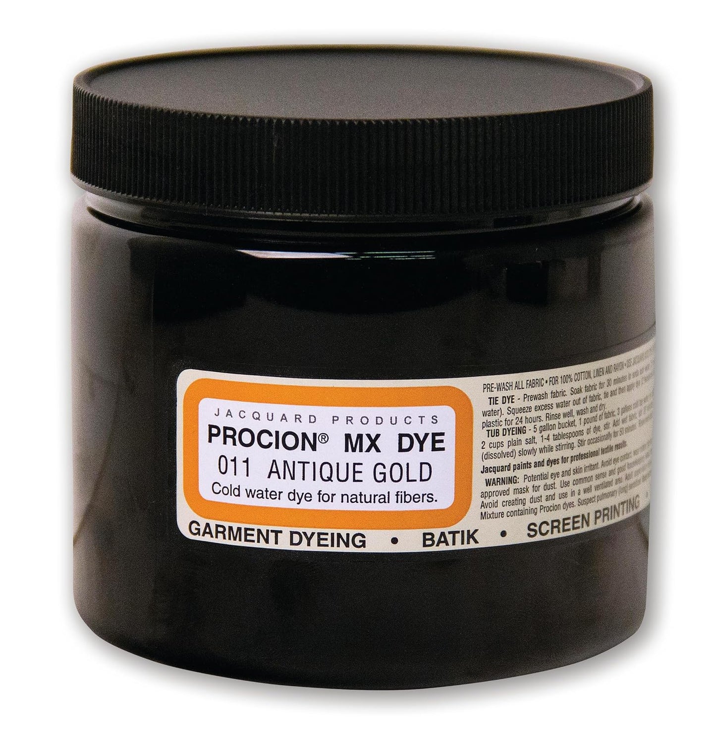 Jacquard Procion Mx Dye - Undisputed King of Tie Dye Powder - Antique Gold - 8oz Net Wt - Cold Water Fiber Reactive Dye Made in USA
