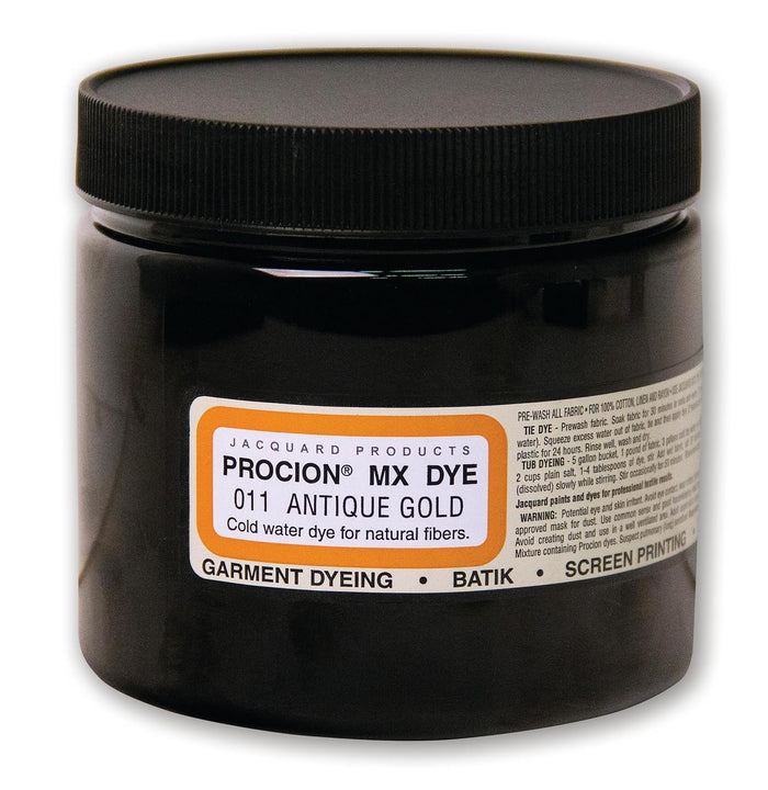 Jacquard Procion Mx Dye - Undisputed King of Tie Dye Powder - Antique Gold - 8oz Net Wt - Cold Water Fiber Reactive Dye Made in USA