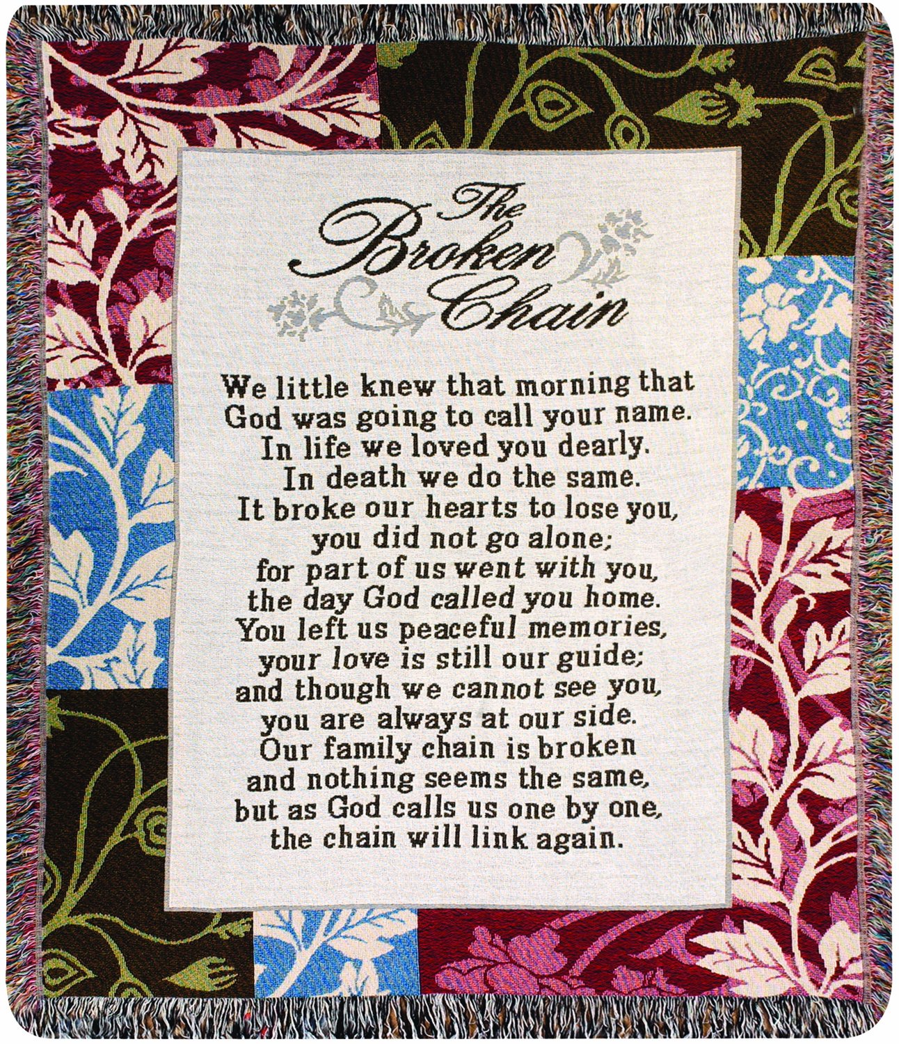 Manual Inspirational Collection 50 x 60-Inch Tapestry Throw Broken Chain Poem