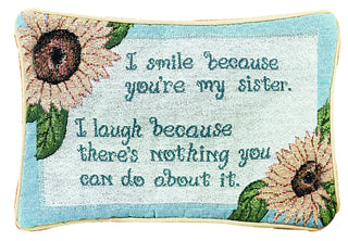 Manual 12.5 x 8.5-Inch Decorative Throw Pillow I Smile I Laugh/Sister