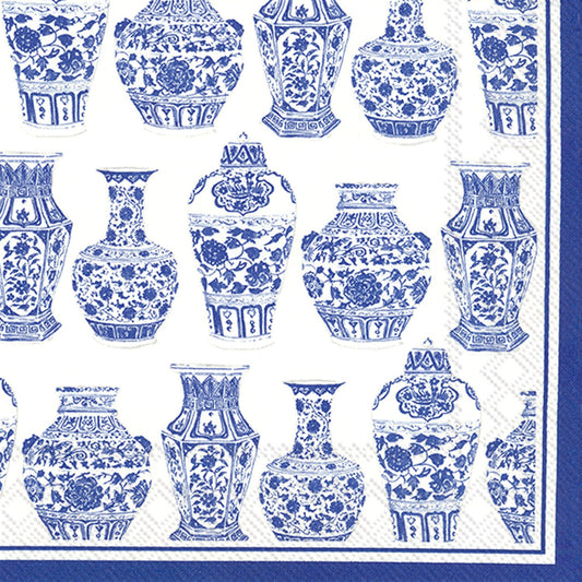 IHR Ideal Home Range Disposable Napkin, 20 Count (Pack of 1), Blue and White Urn