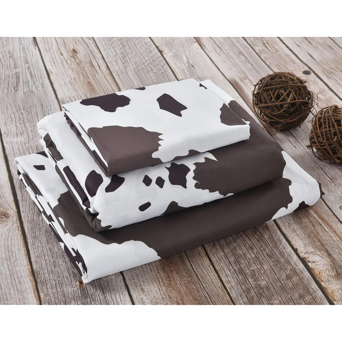 De Leon Collections Bed Linen Set, Queen (U.S. Standard), Brown/White