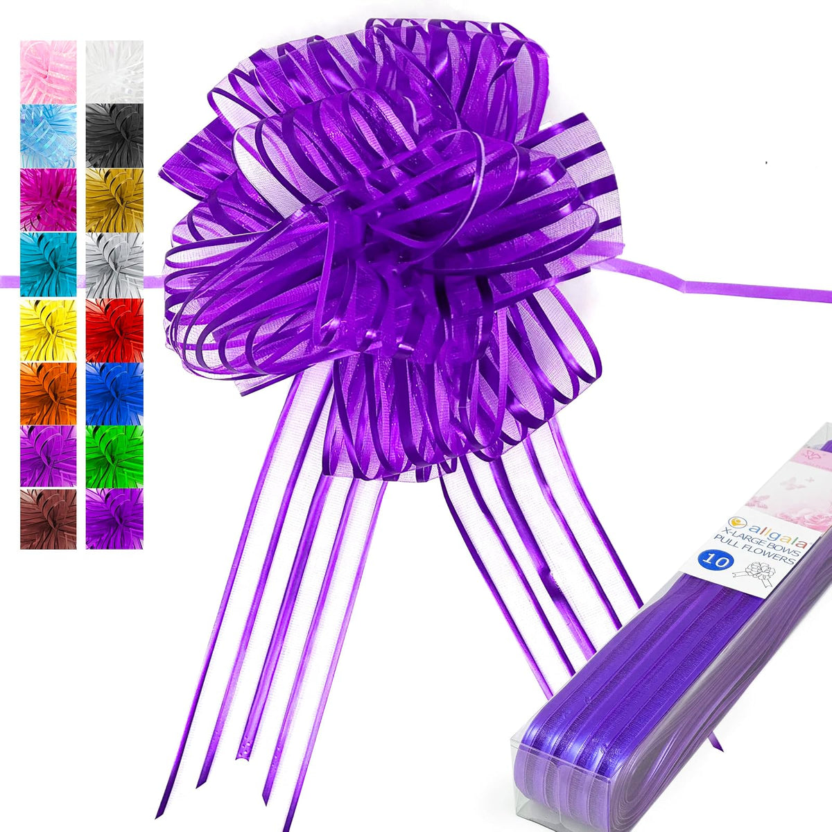 allgala Decorative Ribbon Trim, 7 Inch XL (Pack of 10), Purple