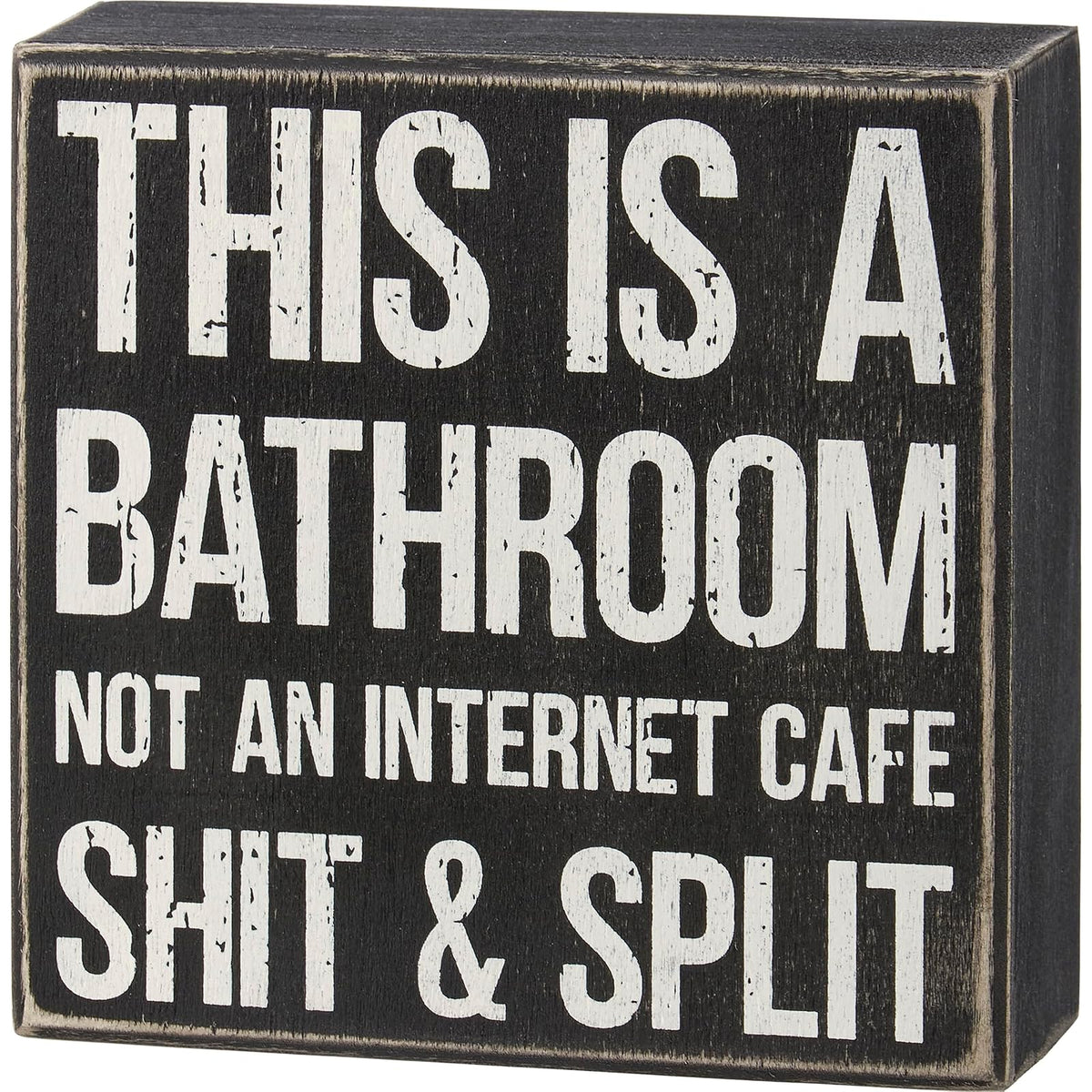Primitives by Kathy Decorative Signage, 5 inches x 5 inches x 1.75 inches, Black