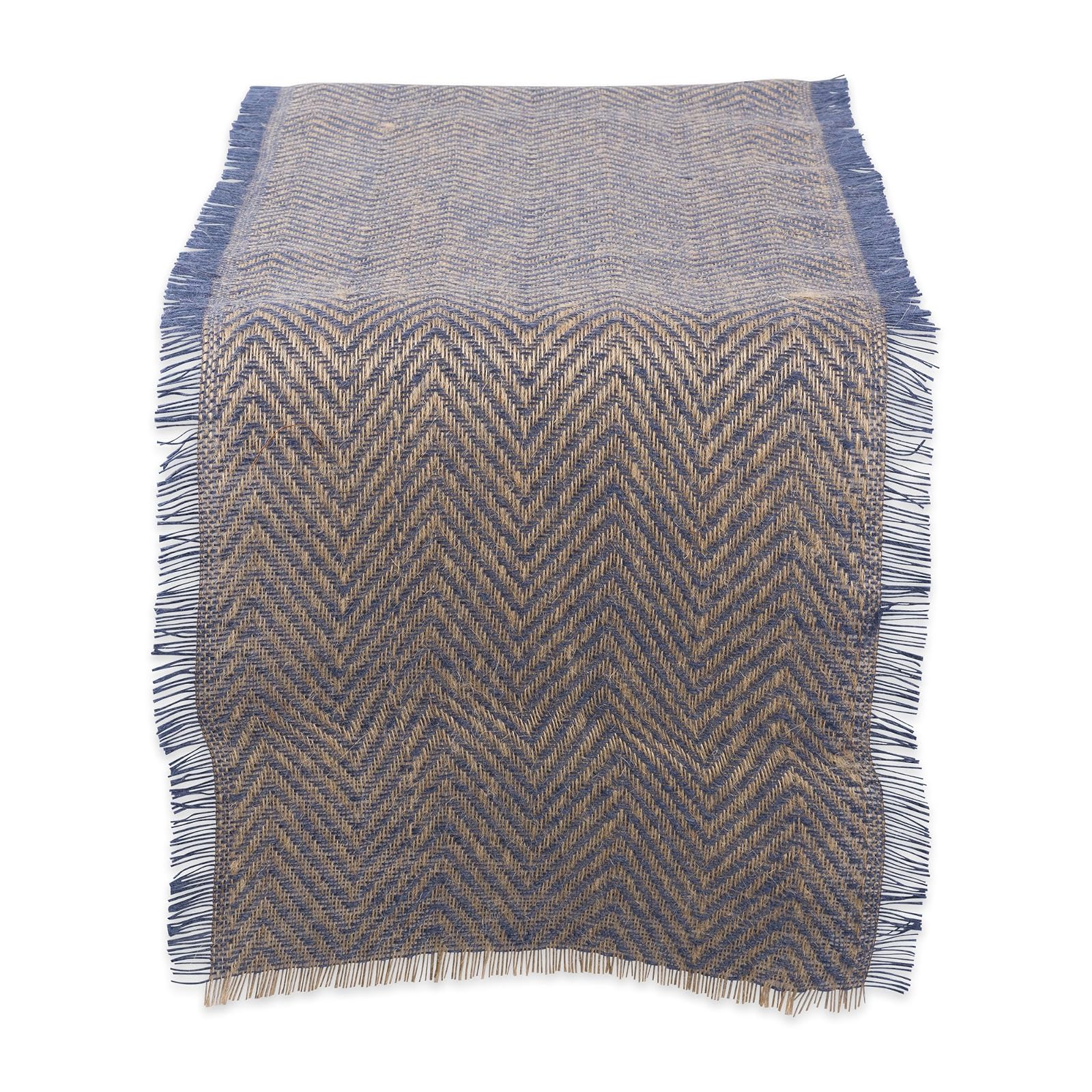 DII Design Jute Burlap Collection Kitchen Tabletop, Table Runner, 14x72, Blue Chevron