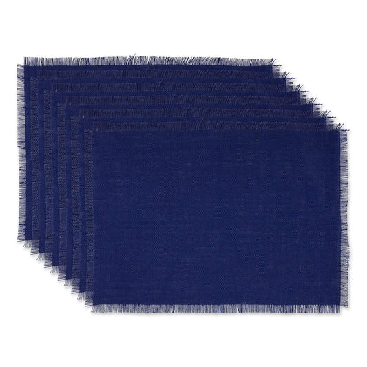DII Design Jute Burlap Collection Kitchen Tabletop, Placemat Set, 13x19, Solid Nautical Blue, 6 Piece