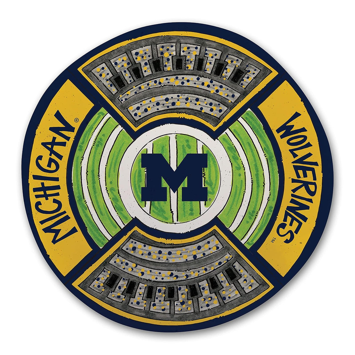 Magnolia Lane 21751 Michigan Round Stadium Platter, 13.5-inch Diameter