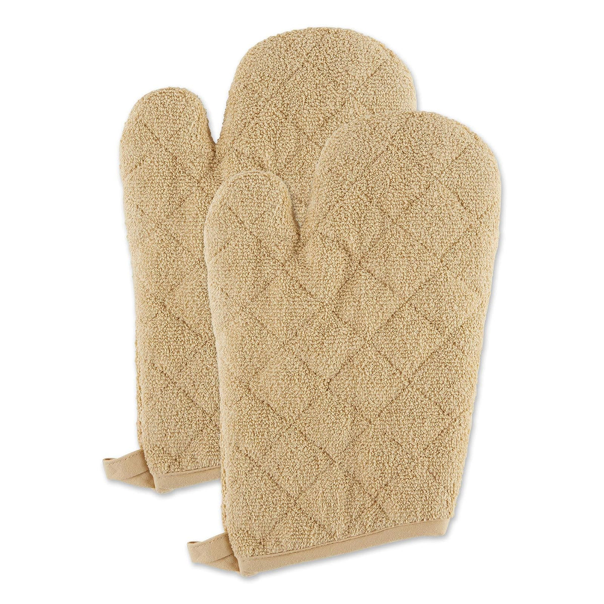 DII Design Basic Terry Collection 100% Cotton Quilted, Oven Mitt, Pebble, 2 Piece