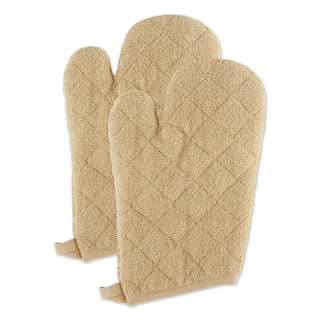 DII Design Basic Terry Collection 100% Cotton Quilted, Oven Mitt, Pebble, 2 Piece