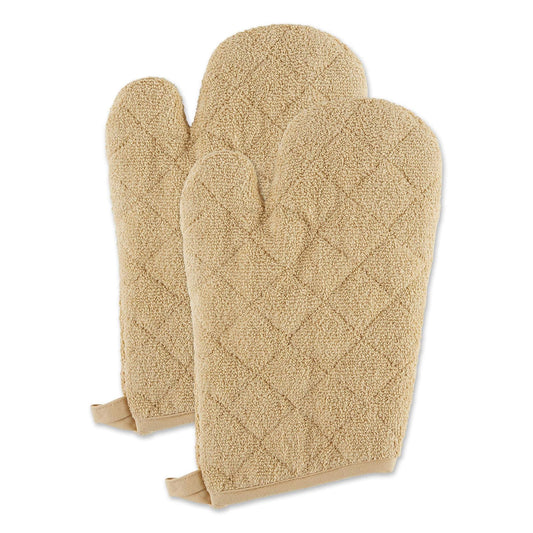 DII Design Basic Terry Collection 100% Cotton Quilted, Oven Mitt, Pebble, 2 Piece