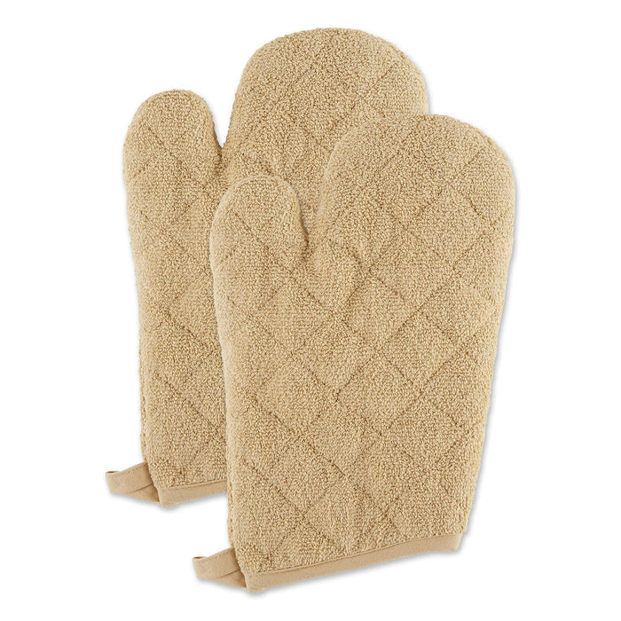 DII Design Basic Terry Collection 100% Cotton Quilted, Oven Mitt, Pebble, 2 Piece