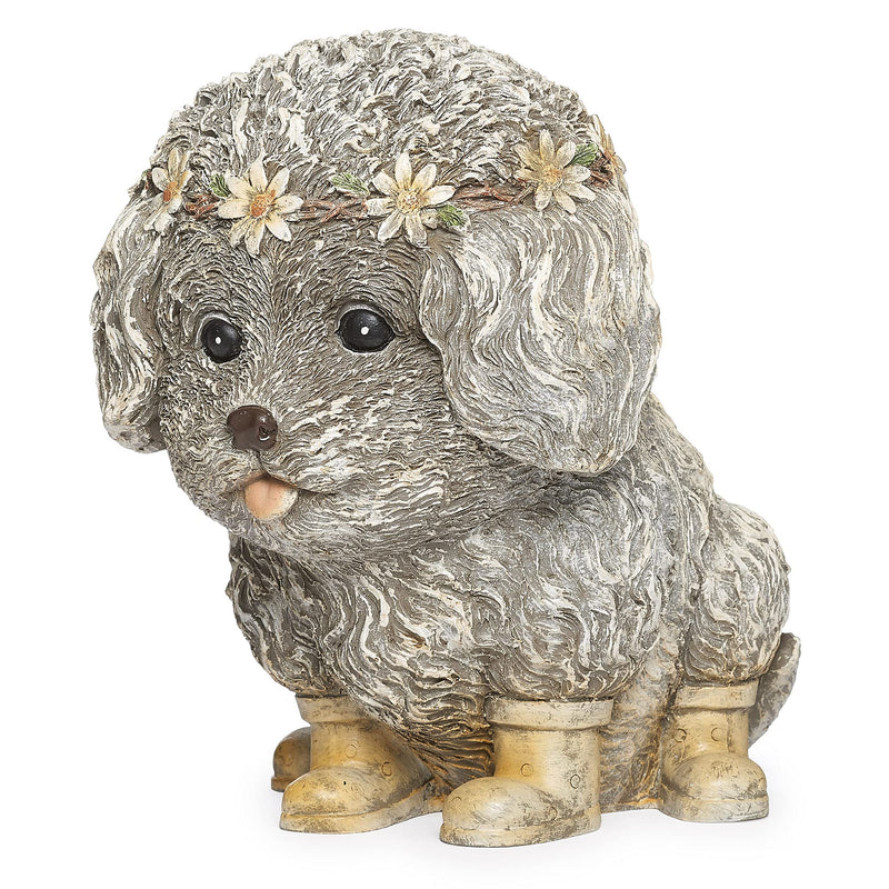 Home & Garden RAINY DAY PUDGY DOG Polyresin Boots Puppy Statue 11317