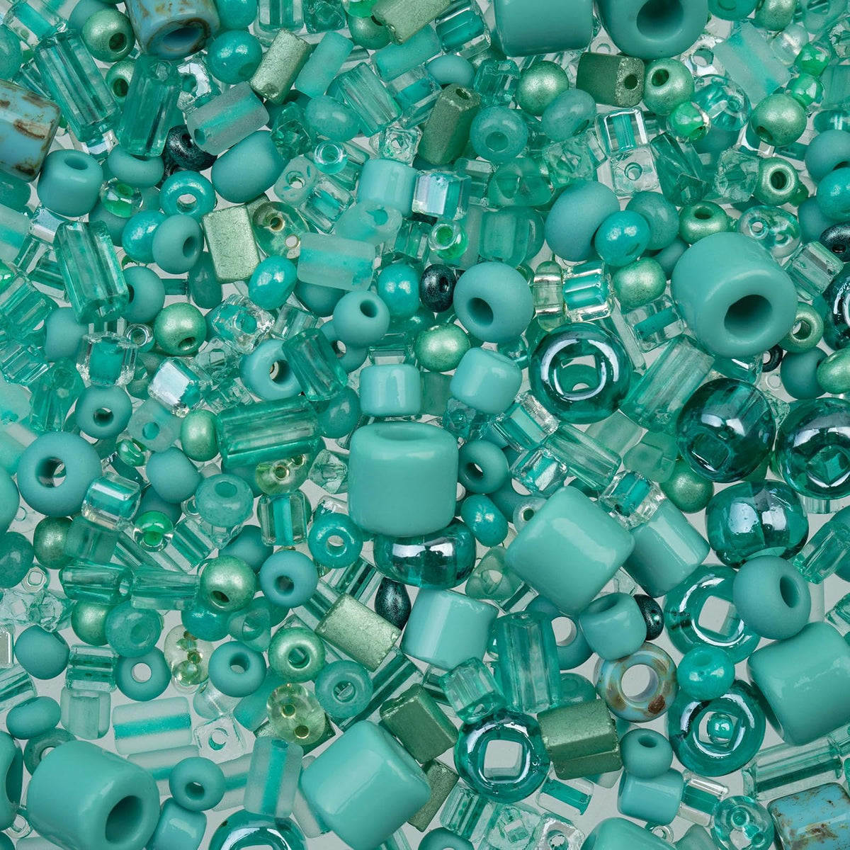 John Bead Craft Bead, Assorted, Turquoise Green Assorted Mix